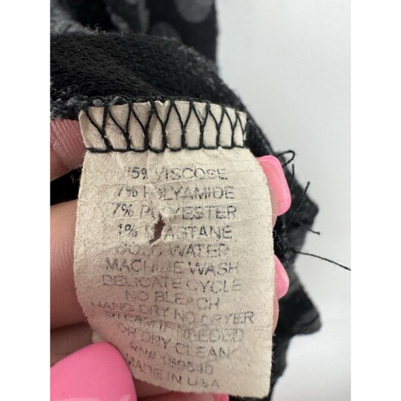 Lisa Bayne Black Polka Dot Asymmetric Hem Cardigan Sweater Size Small - Picture 6 of 7